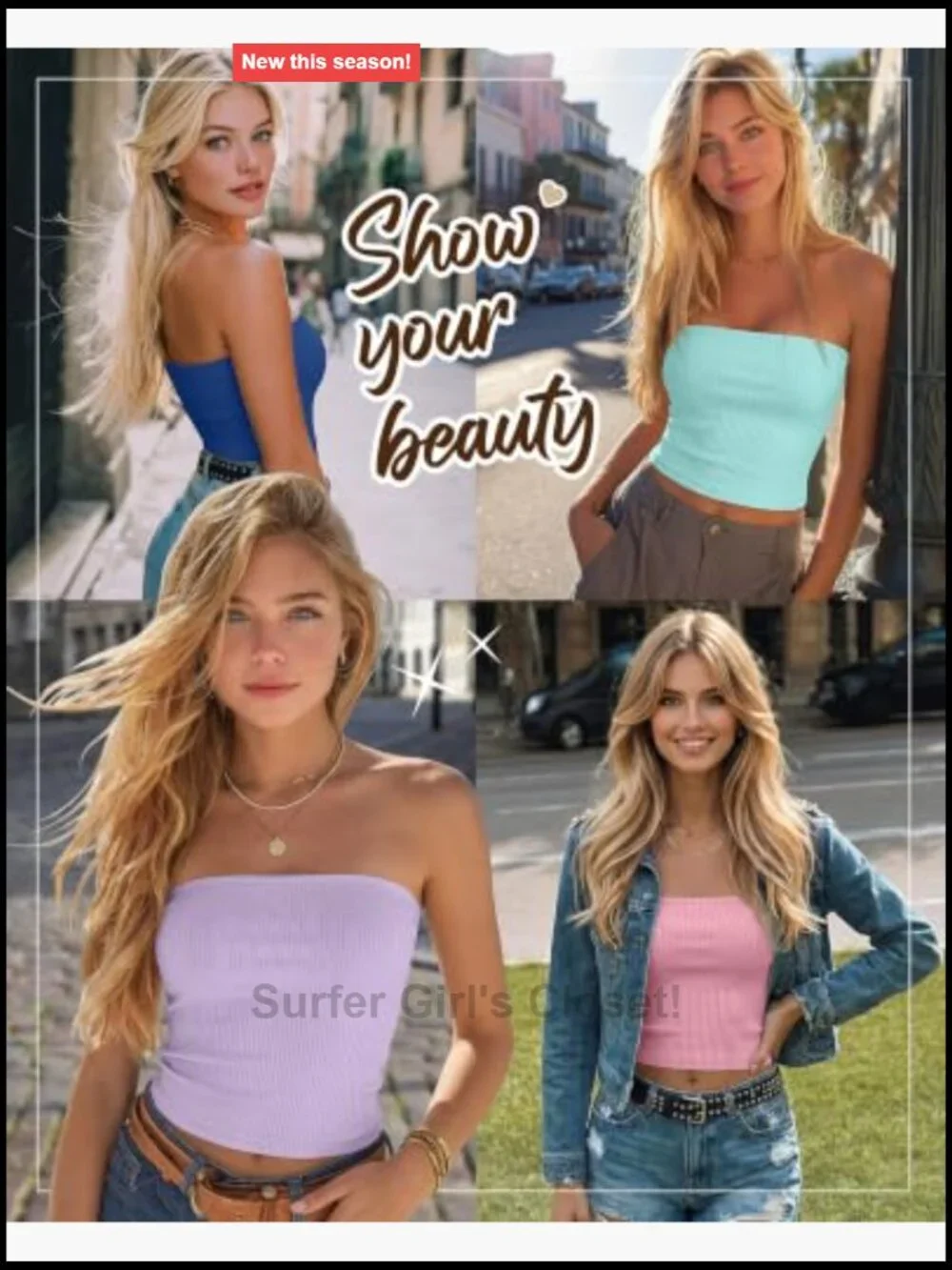 Women's Strapless Tube Tops 4 Pack Cotton Spandex Bandeau